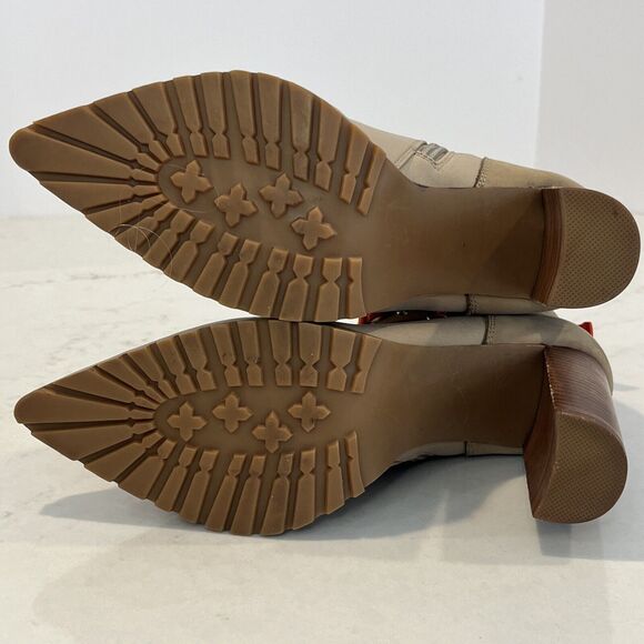 Steve Madden Boots Womens 9 M Karey Ankle Booties Boots Beige Fabric Leather - Picture 11 of 14